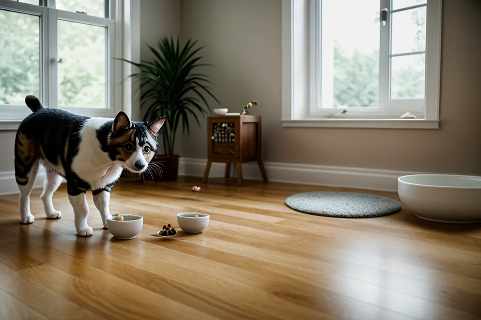 Close-up of the power and Wi-Fi connection ports on a smart pet feeder.