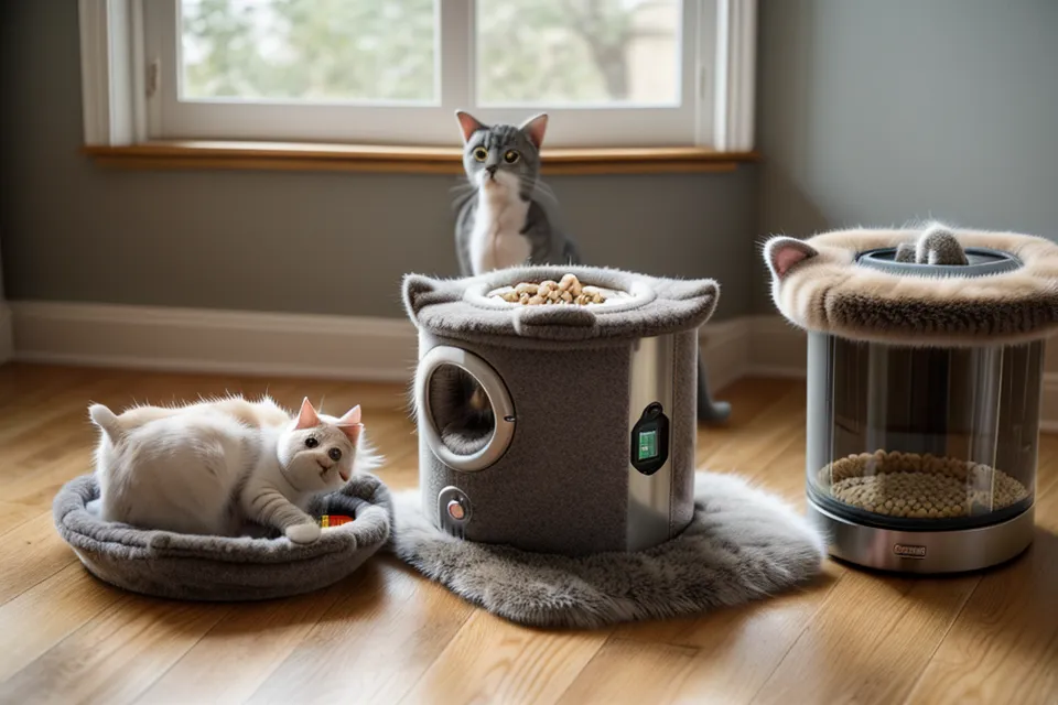 Smartphone with a pet feeding schedule app on a messy desk