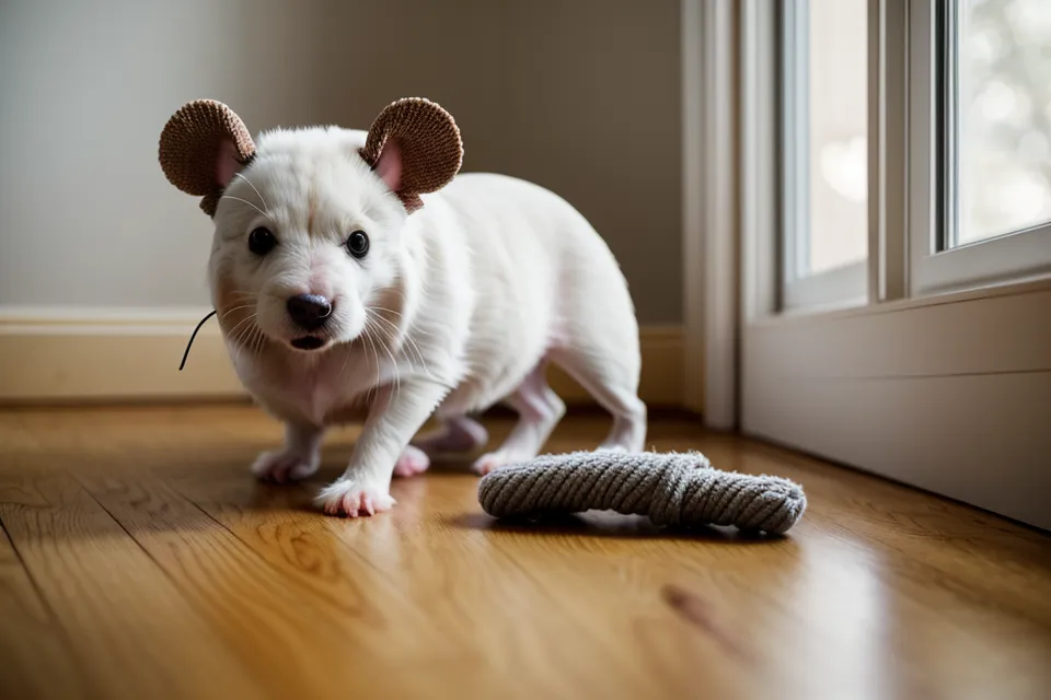 Close-up of felt pads used to level an automatic pet feeder on a sloped floor
