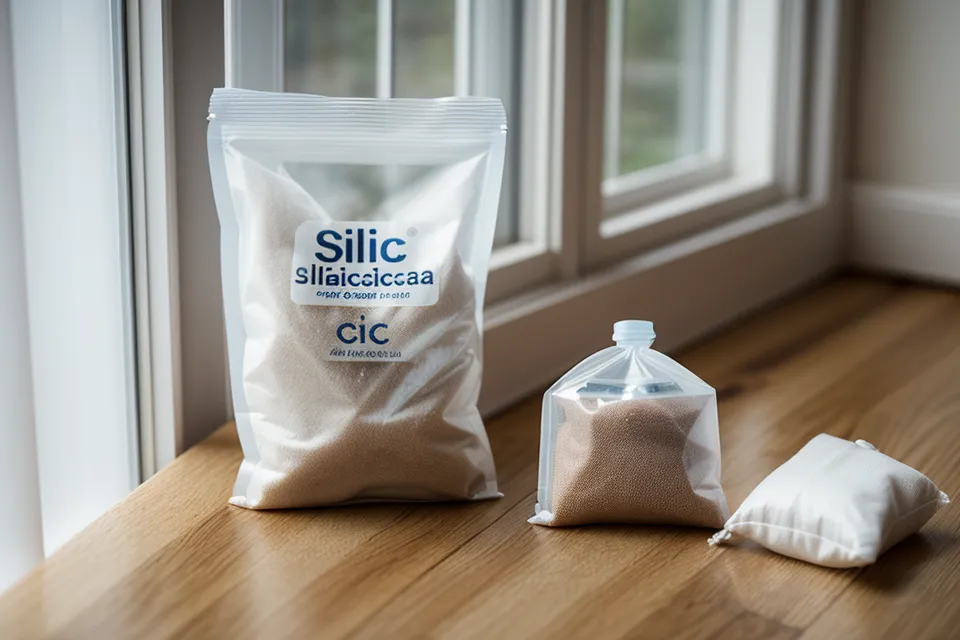 Close-up of a Petlibro desiccant bag being inspected for replacement