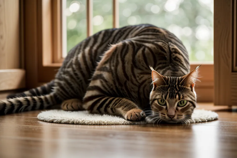 Hopper the tabby cat sniffing the lid of an automatic pet feeder
