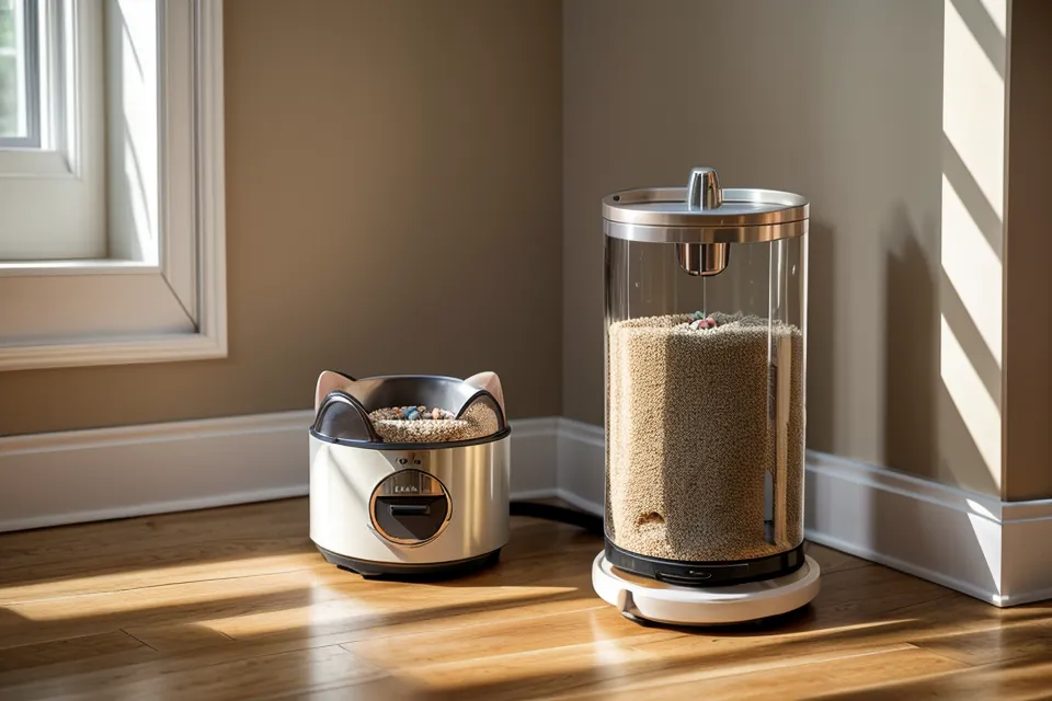 Detailed view of a secure twist-lock lid on a pet feeder.